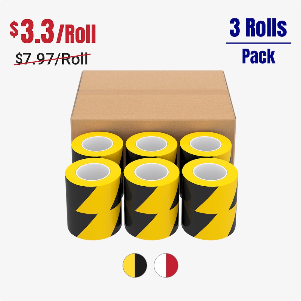 Safety Warning Stripe Vinyl Tapes - 3 Rolls_4Dock